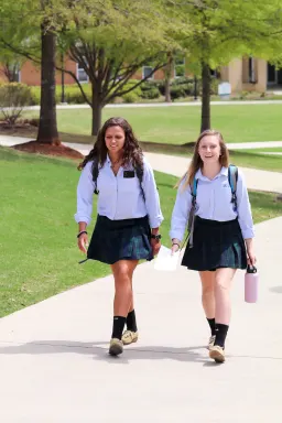 two girls walking